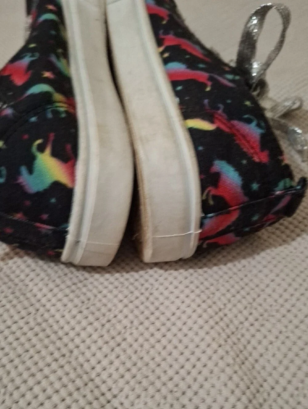 fabkids Black Unicorn Print Sneakers with Silver Laces